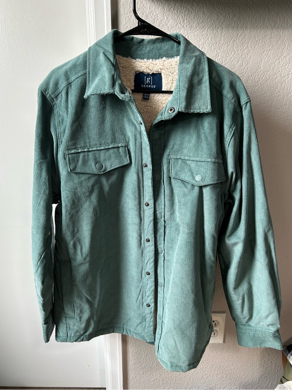 George Light Sage Green Corduroy Sherpa Jacket